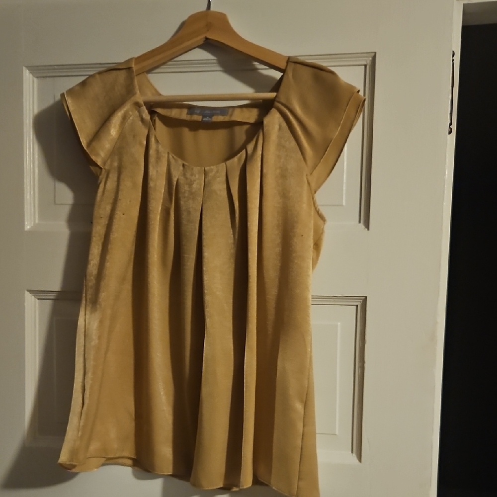 NY Collection Gold Pleated Blouse